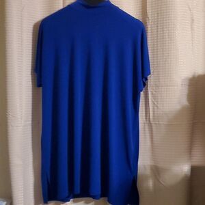 SUSAN Graver Regular  Modern Esssential Liquid knit mock neck tunic 1X blue
